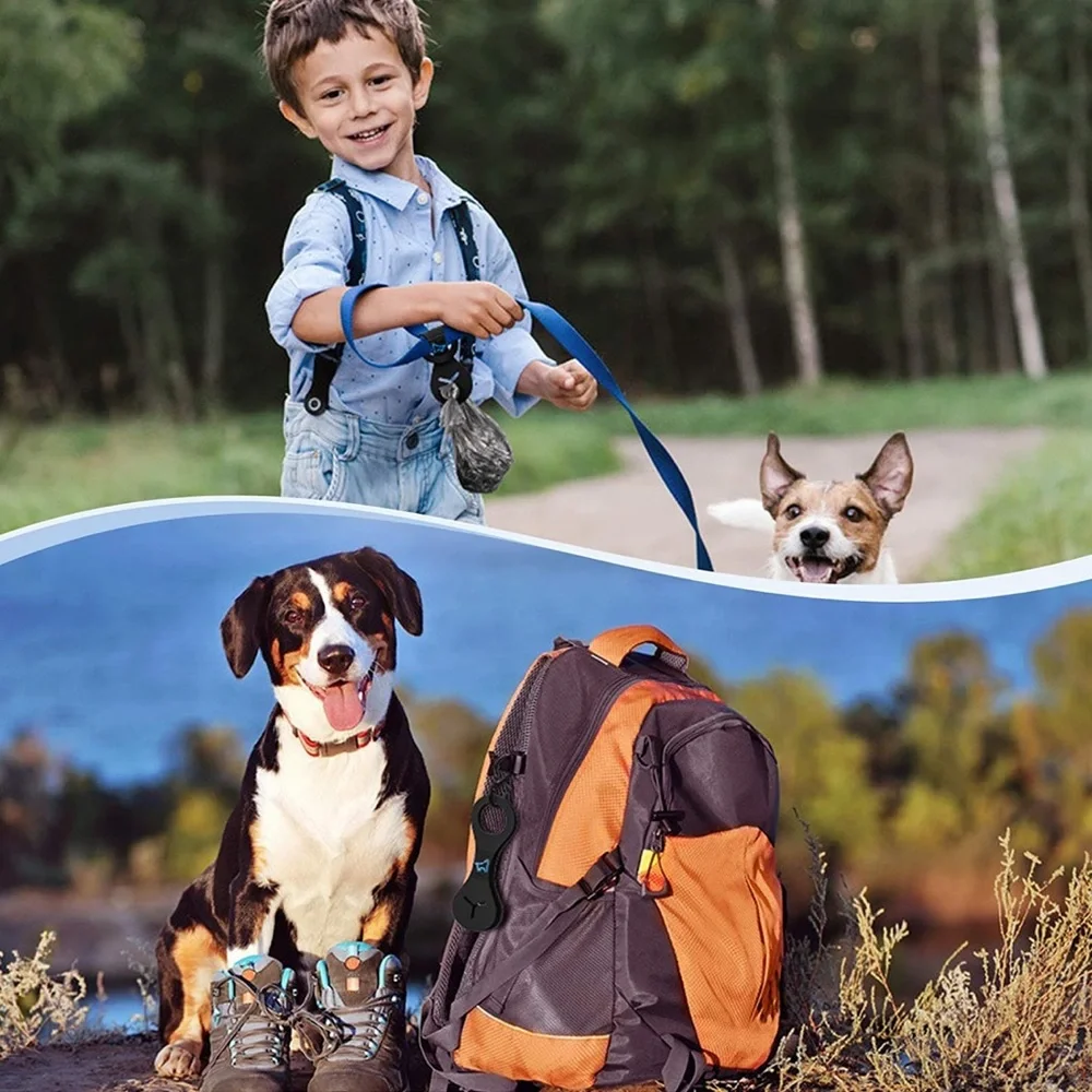 NEW! Dog Poop Bag Holder for Leash and 2 dog collar (Black)